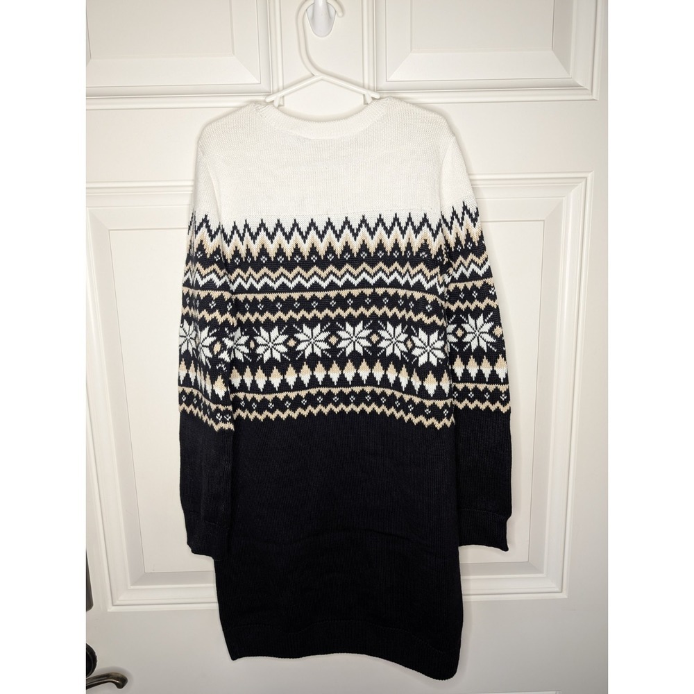 The Children's Place Girls Snowflake Fairisle Sweater Dress Black Size M 7/8 NEW - Picture 5 of 7